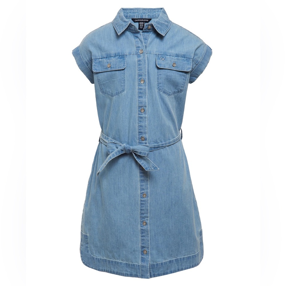 Calvin Klein Blue Denim Shirt Dress Size:7